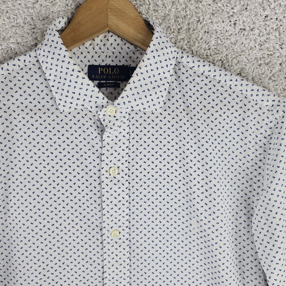Polo Ralph Lauren Slim Fit Anchor All Over Print Nautical White Pony Size L